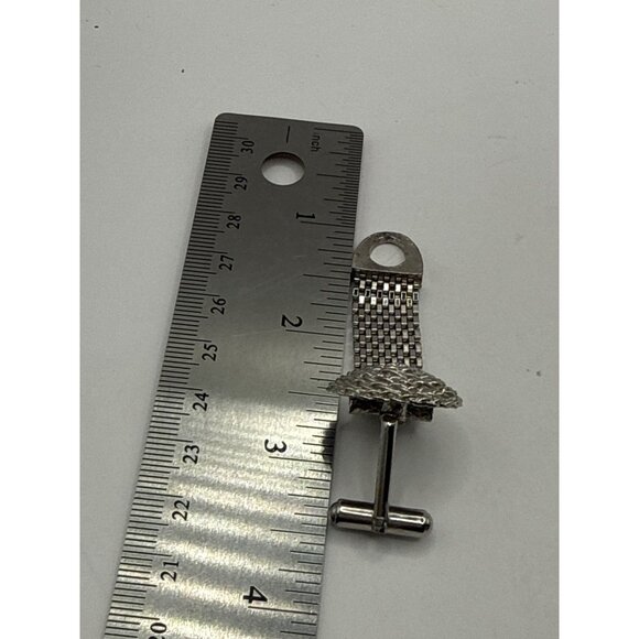 Vintage Silver-Tone Mesh Wraparound Cufflinks Mens Formal Accessories - Picture 6 of 6